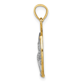 14k Yellow Gold w/Rhodium Eagle Pendant