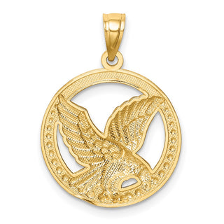 14k Yellow Gold w/Rhodium Eagle Pendant