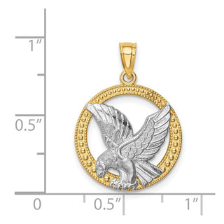 14k Yellow Gold w/Rhodium Eagle Pendant