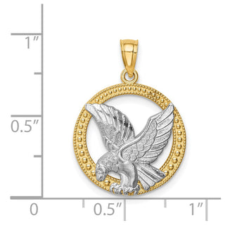 14k Yellow Gold w/Rhodium Eagle Pendant