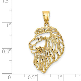 Mens 14k Yellow Gold Diamond-Cut Lion Profile Pendant