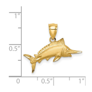 14k Yellow Gold Diamond-Cut Sailfish Pendant