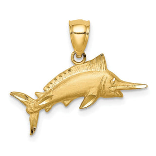 14k Yellow Gold Diamond-Cut Sailfish Pendant