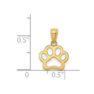 14k Yellow Gold Dog Paw Pendant