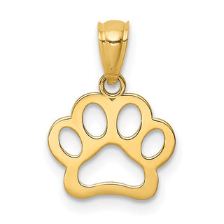 14k Yellow Gold Dog Paw Pendant