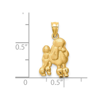 14k Yellow Gold Diamond-Cut Poodle Pendant