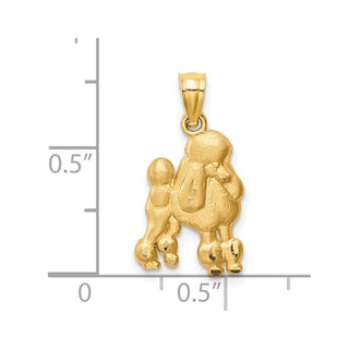 14k Yellow Gold Diamond-Cut Poodle Pendant