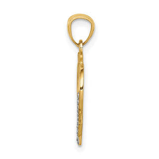 14k Yellow Gold And Rhodium Sitting Cat In A Heart Pendant