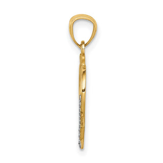 14k Yellow Gold And Rhodium Sitting Cat In A Heart Pendant