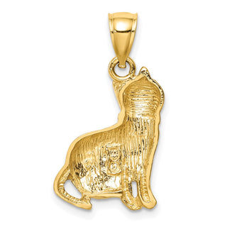 14k Yellow Gold Diamond-cut Cat Pendant C4628