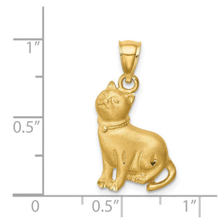 14k Yellow Gold Diamond-cut Cat Pendant C4628