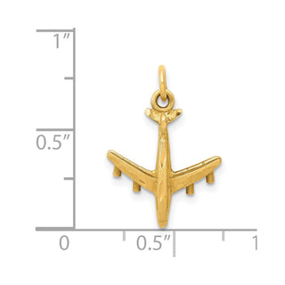 14k Yellow Gold 3-D Airplane Charm