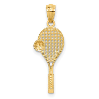 Mens 14k Yellow Gold And Rhodium Tennis Racquet And Ball Pendant