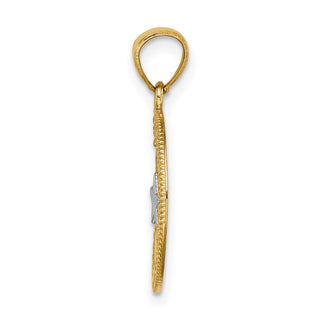 14k Yellow Gold w/ Rhodium Star and Moon Pendant