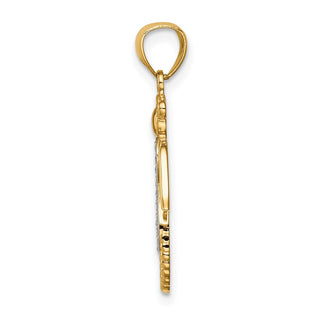 14k Yellow Gold And Rhodium Infinity Angel Pendant