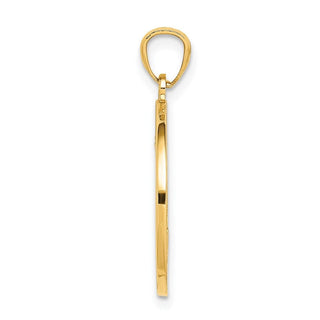 14k Yellow Gold And Rhodium Cross Anchor Captain Wheel Pendant