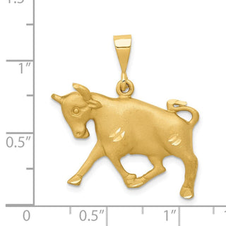 14k Yellow Gold Satin Diamond-cut Taurus Zodiac Pendant C465