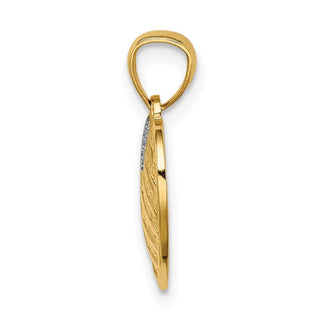 14k Yellow Gold And Rhodium Usa Flag With Cross Heart Pendant