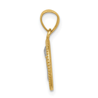 14k Yellow Gold w/Rhodium Angel Pendant C4658