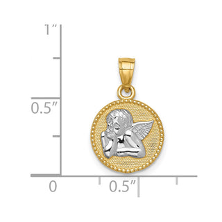 14k Yellow Gold w/Rhodium Angel Pendant C4658