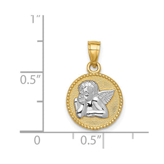 14k Yellow Gold w/Rhodium Angel Pendant C4658