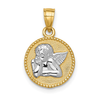 14k Yellow Gold w/Rhodium Angel Pendant C4658