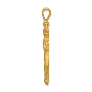 14k Yellow Gold Satin Diamond-cut Gemini Zodiac Pendant C466
