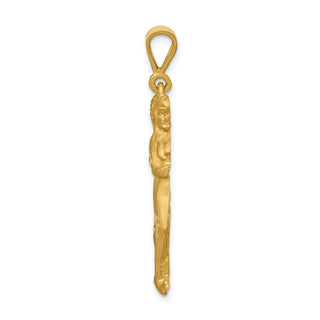 14k Yellow Gold Satin Diamond-cut Gemini Zodiac Charm C466