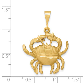 14k Yellow Gold Satin Diamond-cut Cancer Zodiac Charm C467