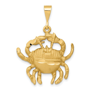 14k Yellow Gold Satin Diamond-cut Cancer Zodiac Pendant C467