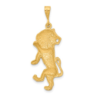 14k Yellow Gold Satin Diamond-cut Leo Zodiac Charm C468