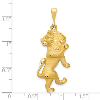 14k Yellow Gold Satin Diamond-cut Leo Zodiac Pendant C468