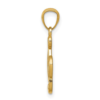 14k Yellow Gold Music Note With Heart Pendant
