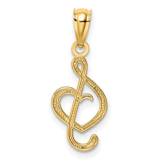 14k Yellow Gold Music Note With Heart Pendant