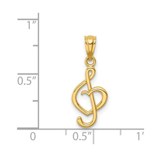 14k Yellow Gold Music Note With Heart Pendant