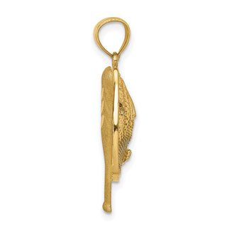 14k Yellow Gold and Rhodium Diamond-cut Baseball Bat, Glove and Ball Pendant