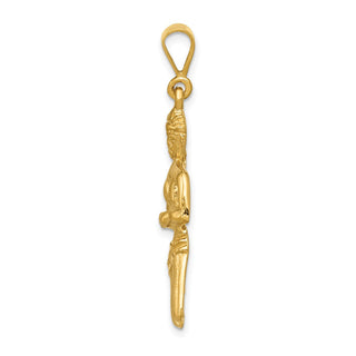 14k Yellow Gold Satin Diamond-cut Virgo Zodiac Pendant C469