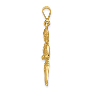 14k Yellow Gold Satin Diamond-cut Virgo Zodiac Pendant C469