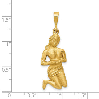 14k Yellow Gold Satin Diamond-cut Virgo Zodiac Pendant C469