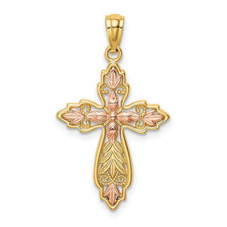 14k Two-tone Gold Cross Pendant