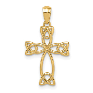 14K Yellow Gold Celtic Knot Cross Pendant