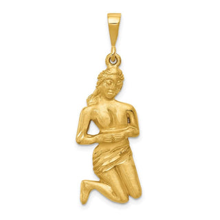 14k Yellow Gold Satin Diamond-cut Virgo Zodiac Pendant C469