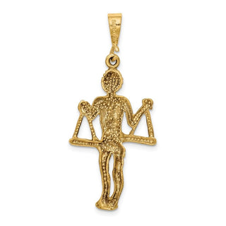 14k Yellow Gold Satin Diamond-cut Libra Zodiac Pendant C470