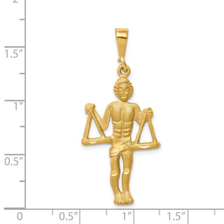 14k Yellow Gold Satin Diamond-cut Libra Zodiac Charm C470