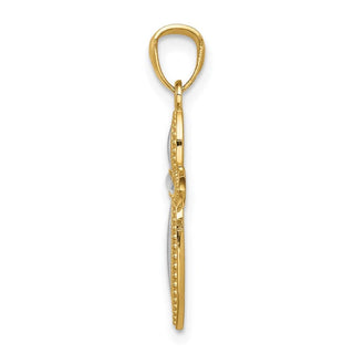 14k Yellow Gold and Rhodium Passion Cross Pendant