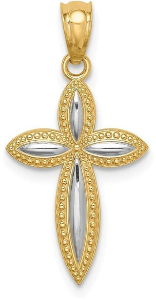 14k Yellow Gold and Rhodium Passion Cross Pendant