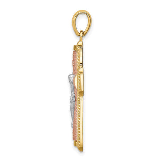 14k Two-tone Gold White Rhodium INRI Crucifix Pendant