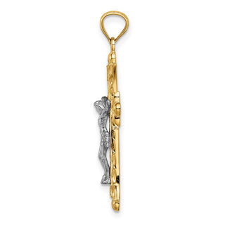 14k Two-tone Gold Florentine Crucifix Pendant