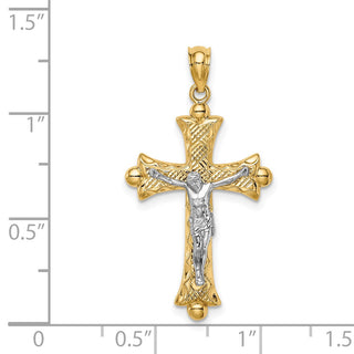 14k Two-tone Gold Florentine Crucifix Pendant
