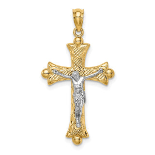14k Two-tone Gold Florentine Crucifix Pendant
